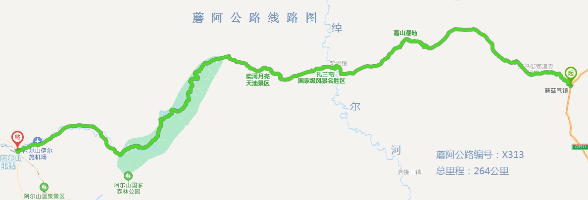 蘑阿公路线路图