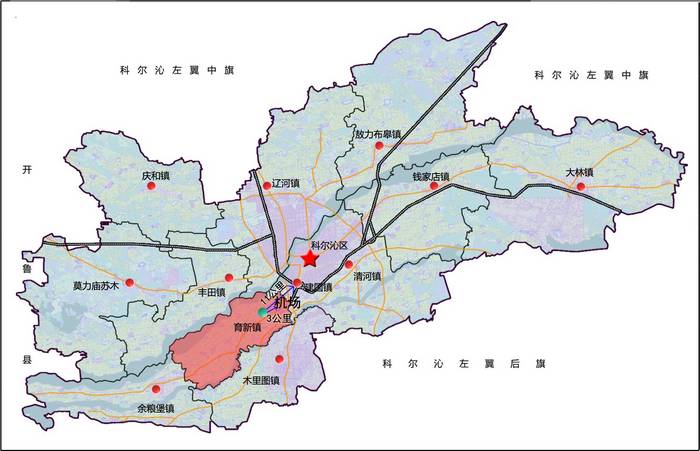 科尔沁区行政区划图