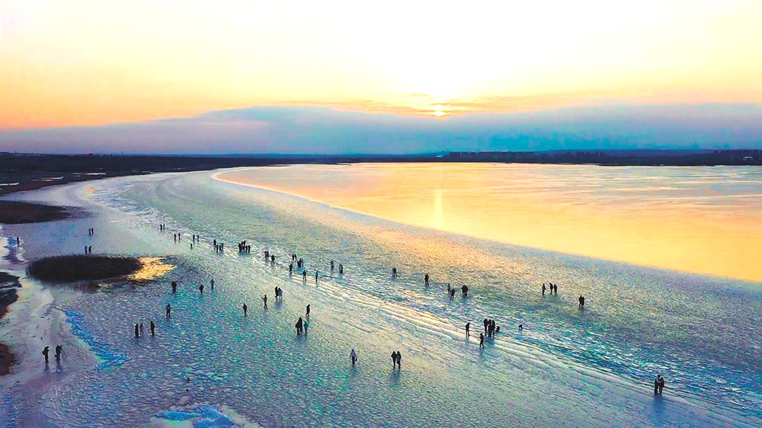 红海子湿地旅游区落日美景