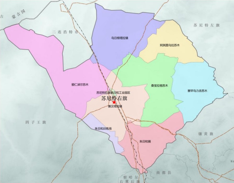 苏尼特右旗行政区划图