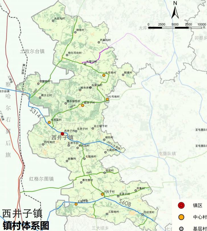 西井子镇行政区划图